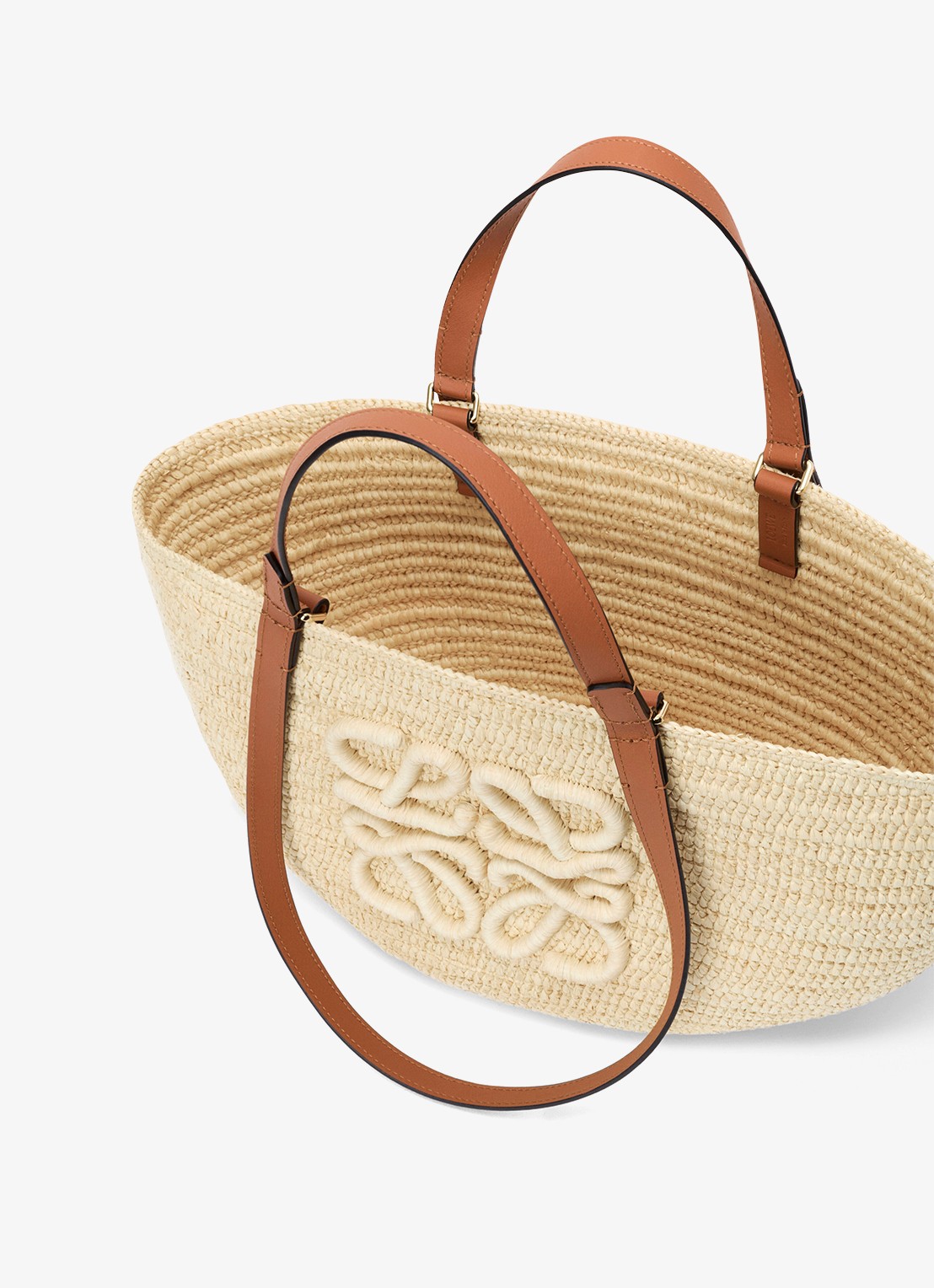 LOEWE Eclipse Medium shopper van raffia met logo - detail 3 beige