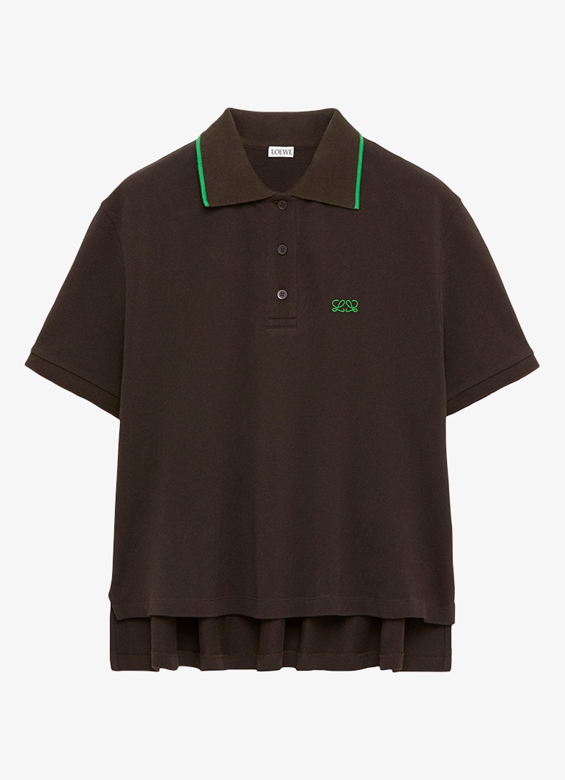 LOEWE Fijngebreid T-shirt met polokraag - voorkant 3 bruin