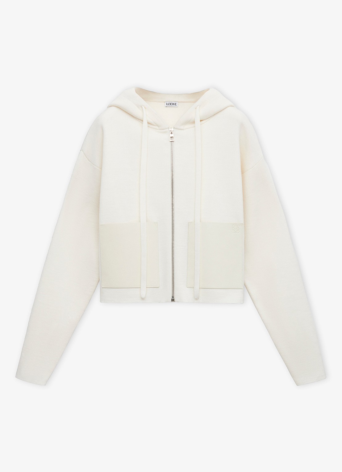LOEWE Fijngebreid vest van wol met details van leer - voorkant 3 wit