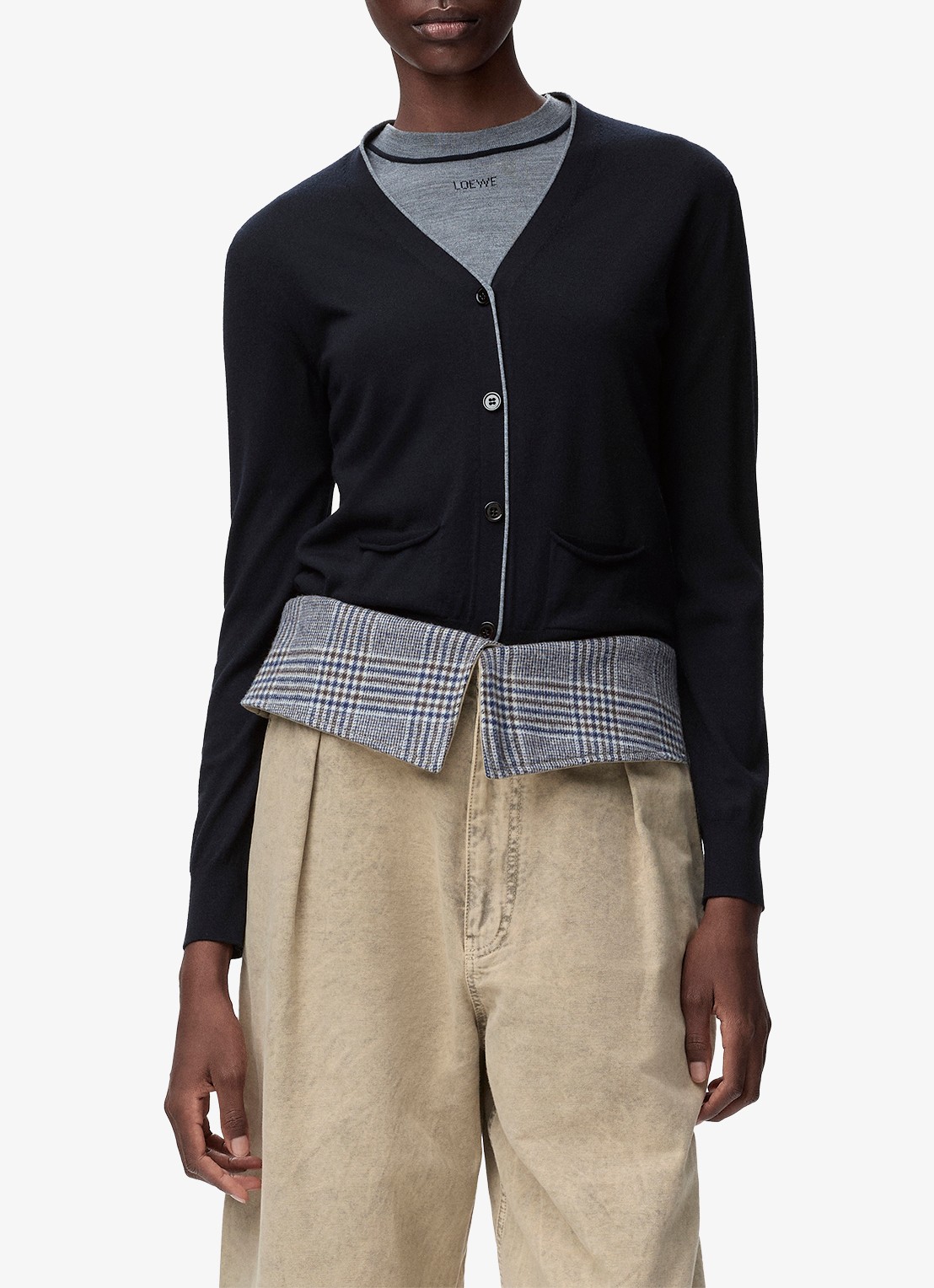 LOEWE Fijngebreid vest van wol - detail 4 donkerblauw