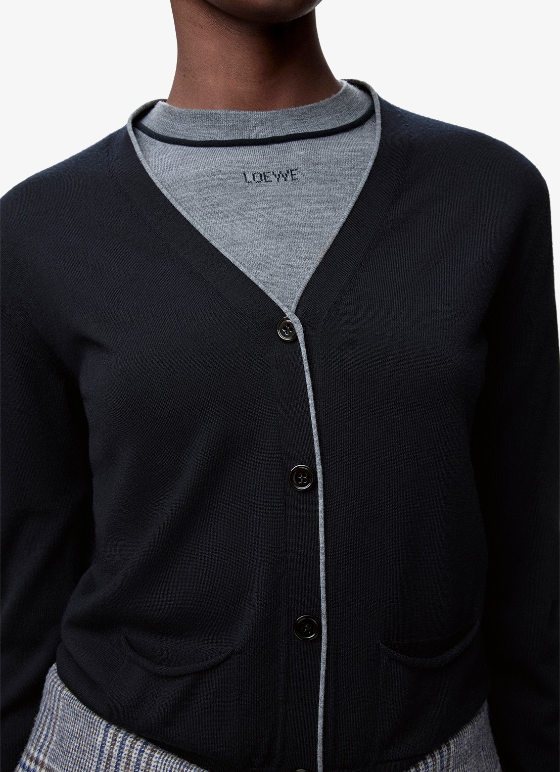 LOEWE Fijngebreid vest van wol - detail 5 donkerblauw