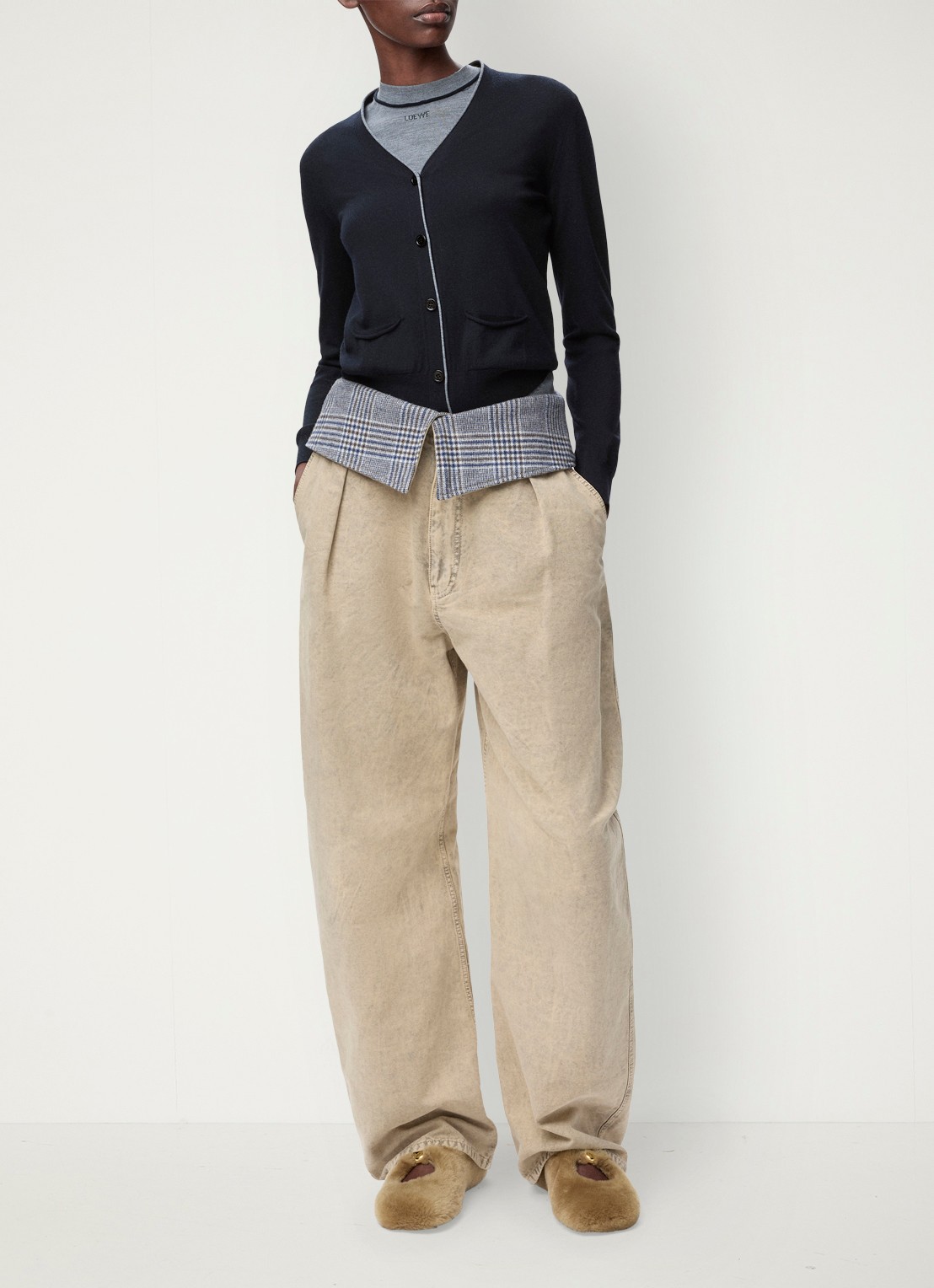 LOEWE Fijngebreid vest van wol - voorkant 3 donkerblauw