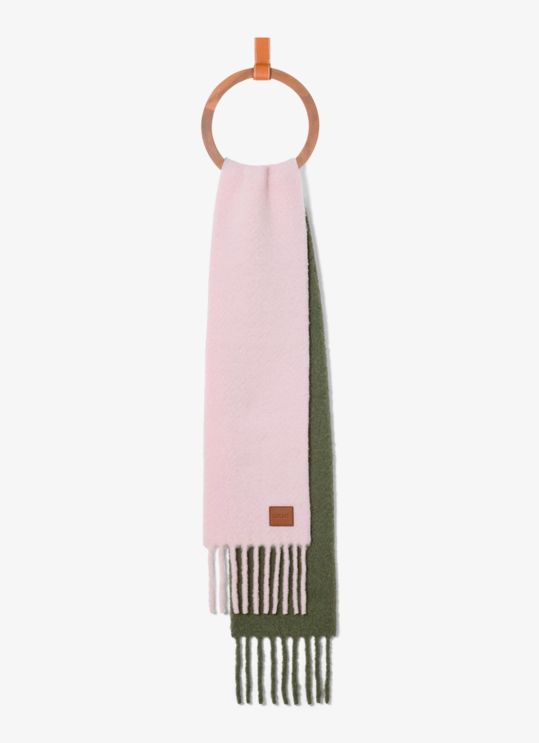 LOEWE Fijngebreide sjaal in alpaca wolblend 176 x 23 cm - voorkant 2 lichtroze