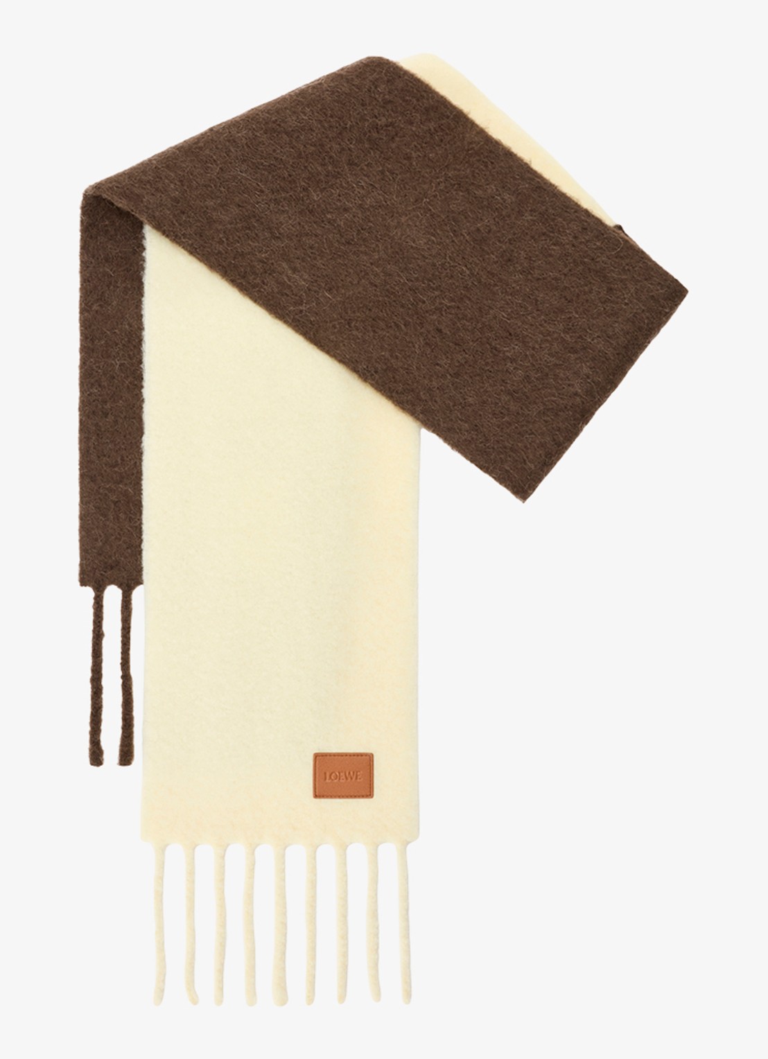 LOEWE Fijngebreide sjaal in alpaca wolblend 176 x 23 cm - voorkant 2 bruin