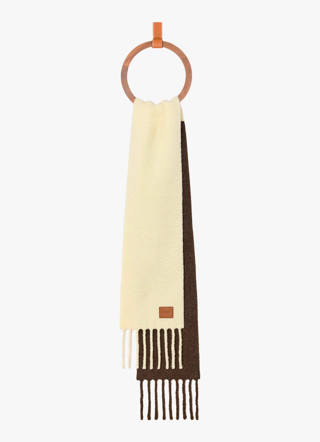 LOEWE Fijngebreide sjaal in alpaca wolblend 176 x 23 cm - voorkant 3 bruin