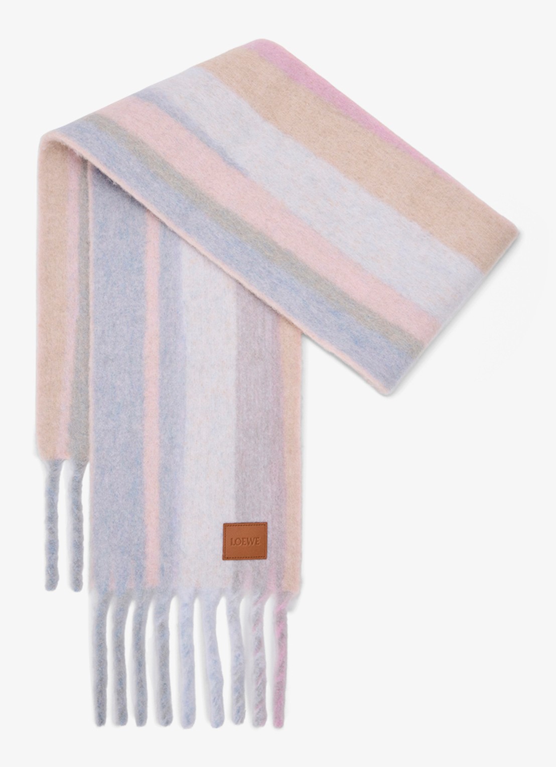 LOEWE Fijngebreide sjaal in alpaca wolblend 190 x 25 cm - voorkant 2 lichtblauw