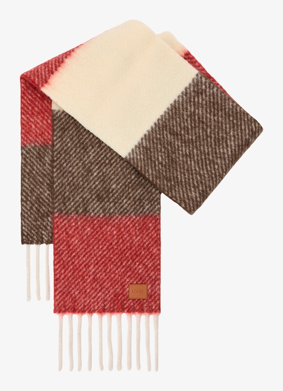 LOEWE Fijngebreide sjaal in alpaca wolblend 212 x 27 cm - voorkant 2 bruin