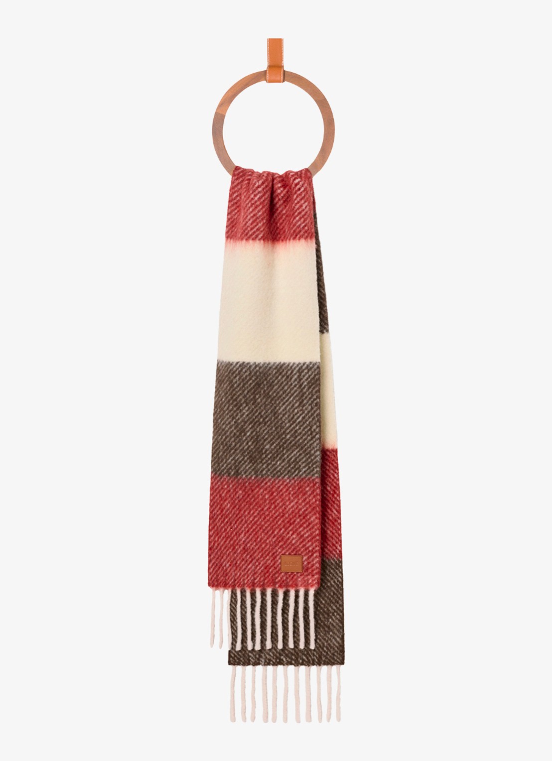 LOEWE Fijngebreide sjaal in alpaca wolblend 212 x 27 cm - voorkant 3 bruin
