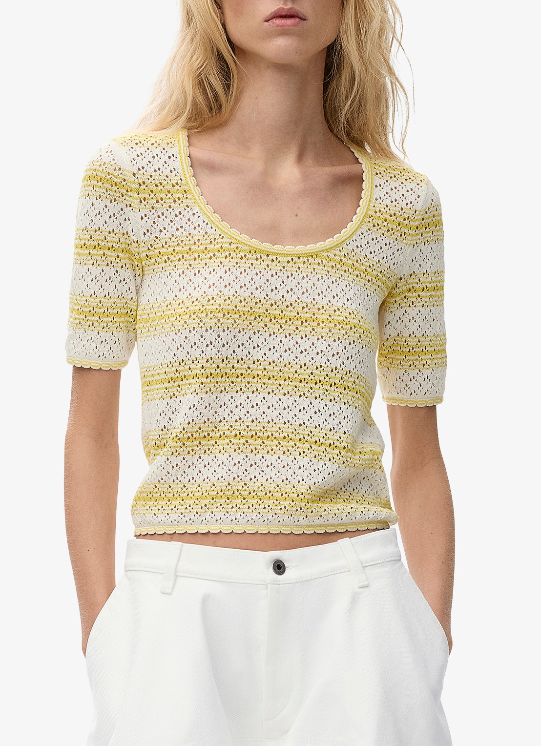 LOEWE Fijngebreide top met streepprint - detail 4 geel