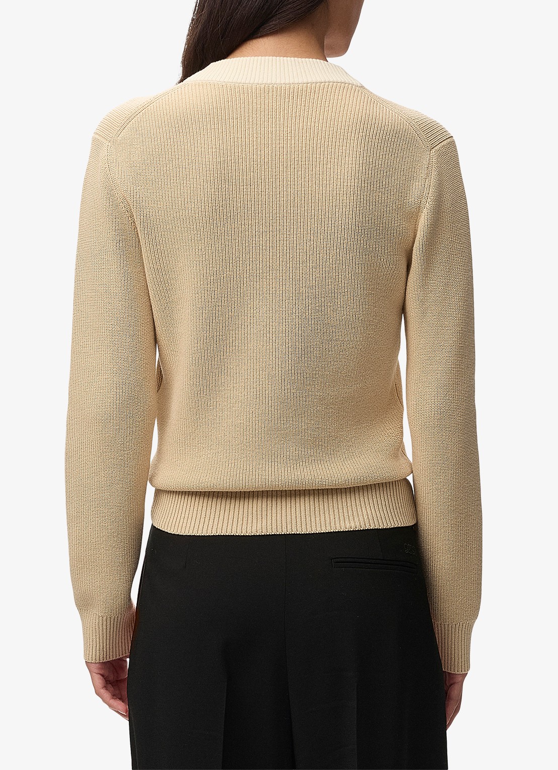 LOEWE Fijngebreide trui in wolblend met logoborduring - achterkant beige