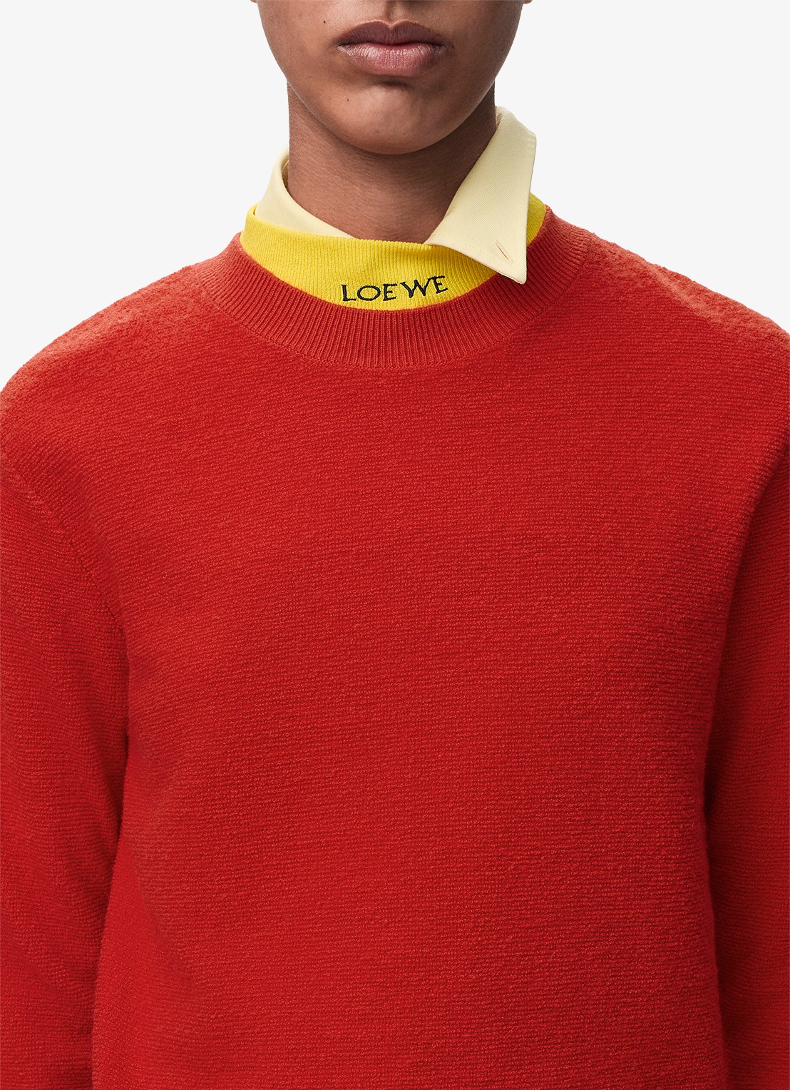 LOEWE Fijngebreide trui van wol met logoborduring - detail 5 rood