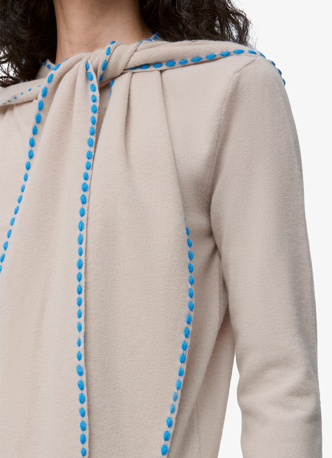 LOEWE Fijngebreide trui van wol met sjaalkraag - detail 5 beige