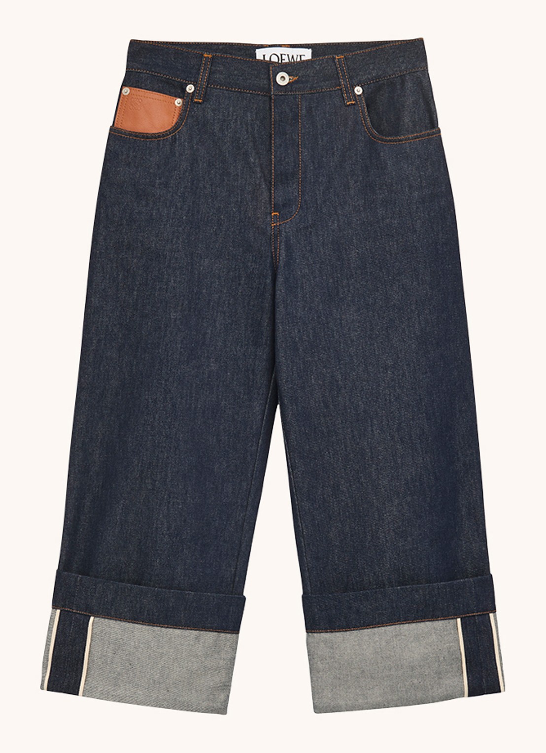 LOEWE Fisherman high waist straight leg jeans met steekzakken - voorkant 4 denim