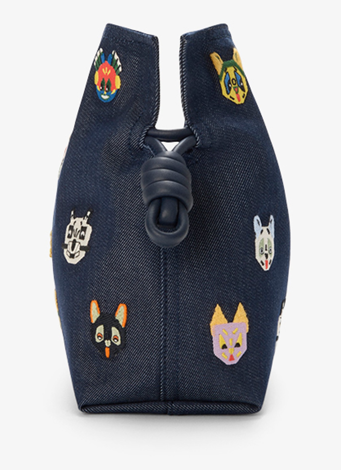 LOEWE Flamenco Cats M clutch van denim met kalfsleren details - detail 4 donkerblauw