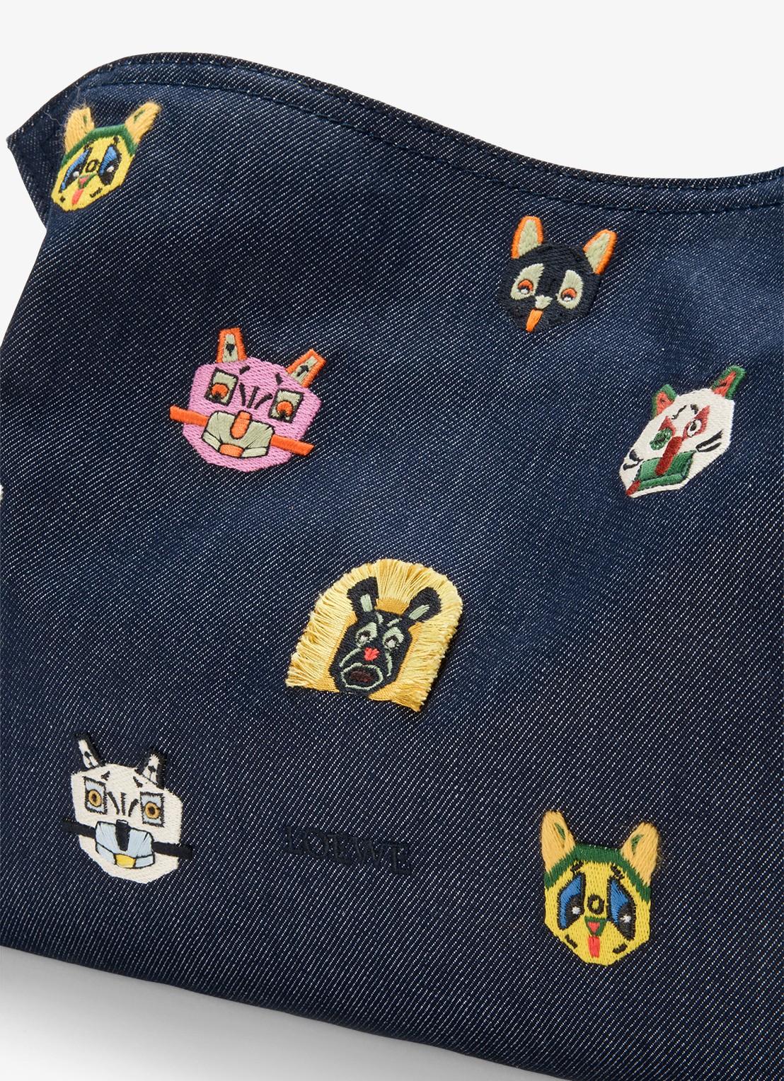 LOEWE Flamenco Cats M clutch van denim met kalfsleren details - detail 8 donkerblauw