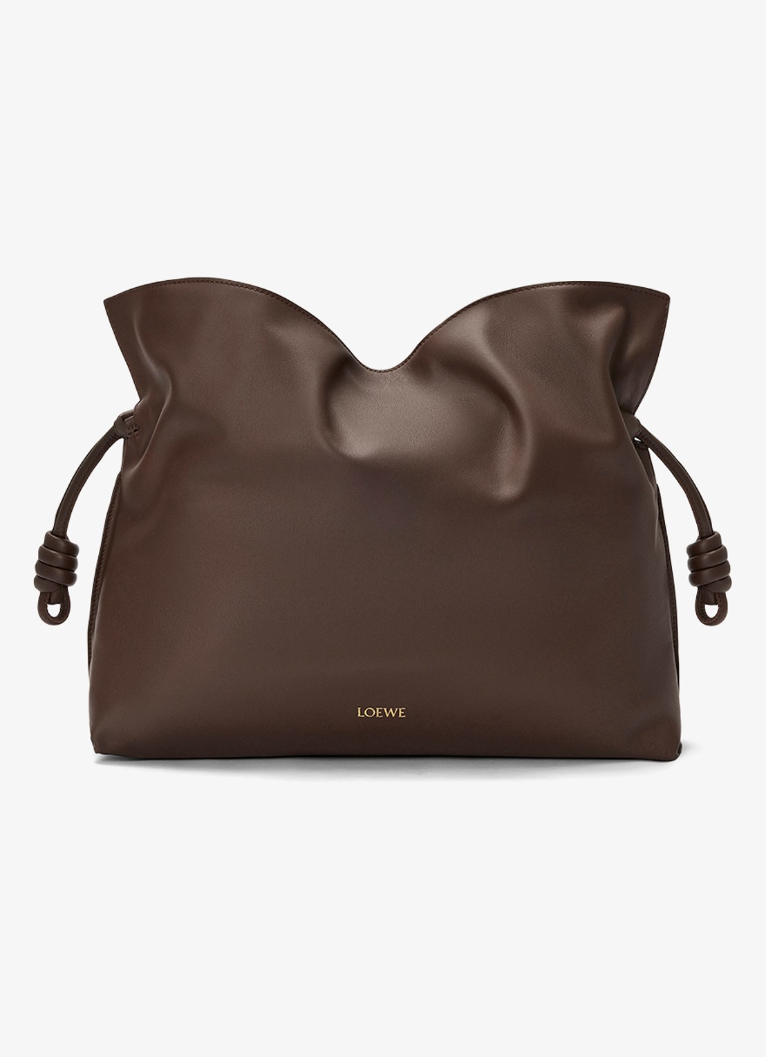 LOEWE Flamenco Clutch Large schoudertas van kalfsleer - voorkant donkerbruin