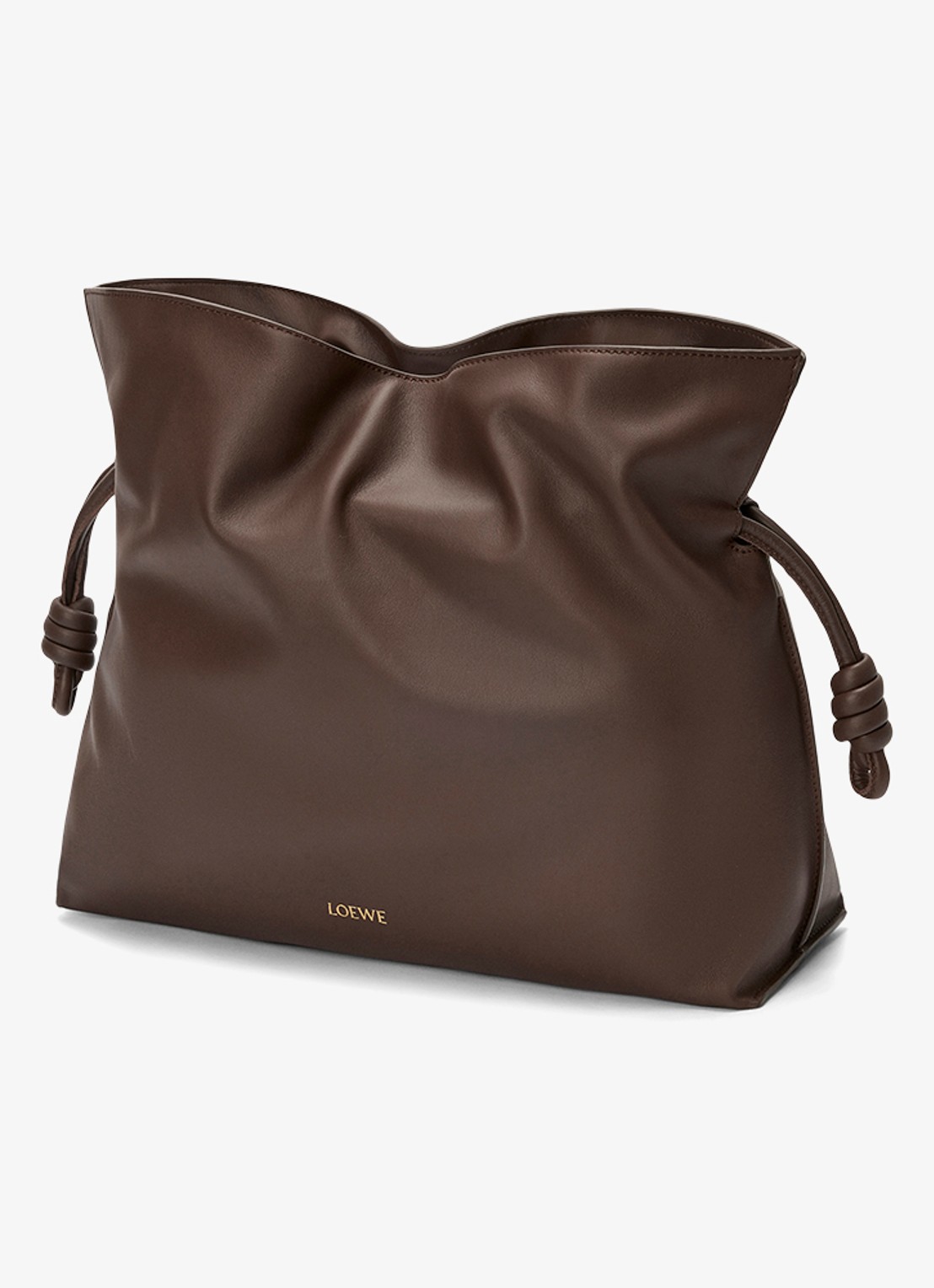 LOEWE Flamenco Clutch Large schoudertas van kalfsleer - voorkant 2 donkerbruin