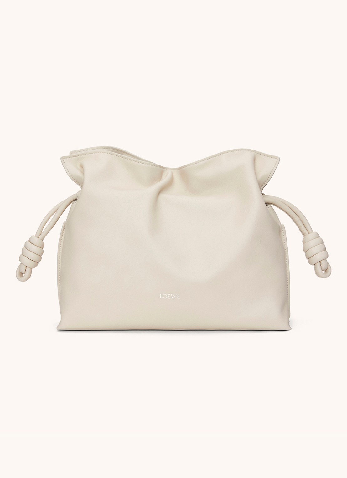 LOEWE Flamenco clutch van kalfsleer - voorkant 7 beige