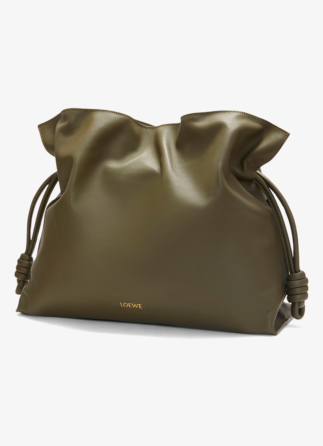 LOEWE Flamenco Large clutch van kalfsleer - detail donkerkhaki