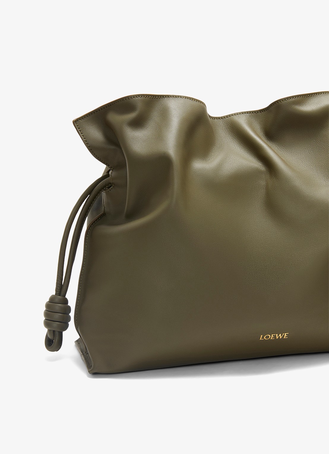 LOEWE Flamenco Large clutch van kalfsleer - detail 4 donkerkhaki