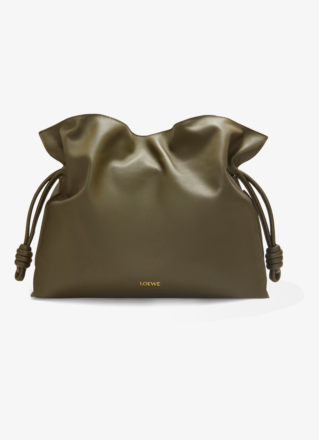 LOEWE Flamenco Large clutch van kalfsleer - voorkant 6 donkerkhaki