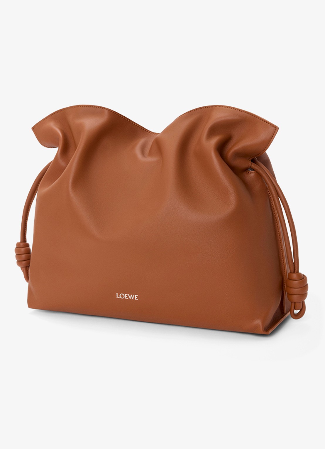 LOEWE Flamenco Large clutch van kalfsleer - voorkant 2 bruin