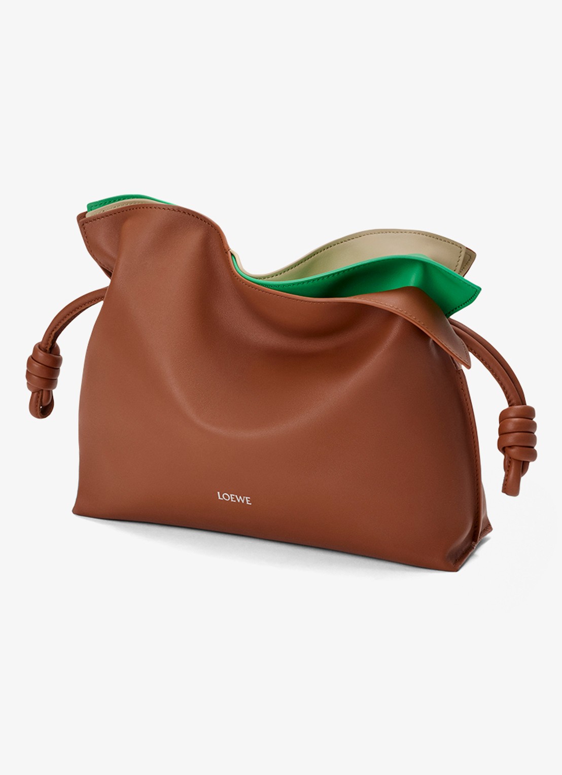 LOEWE Flamenco Layers Medium clutch van kalfsleer - voorkant 7 bruin