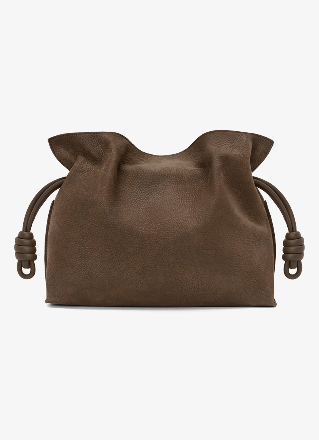 LOEWE Flamenco Medium clutch van kalfsleer - achterkant 3 bruin