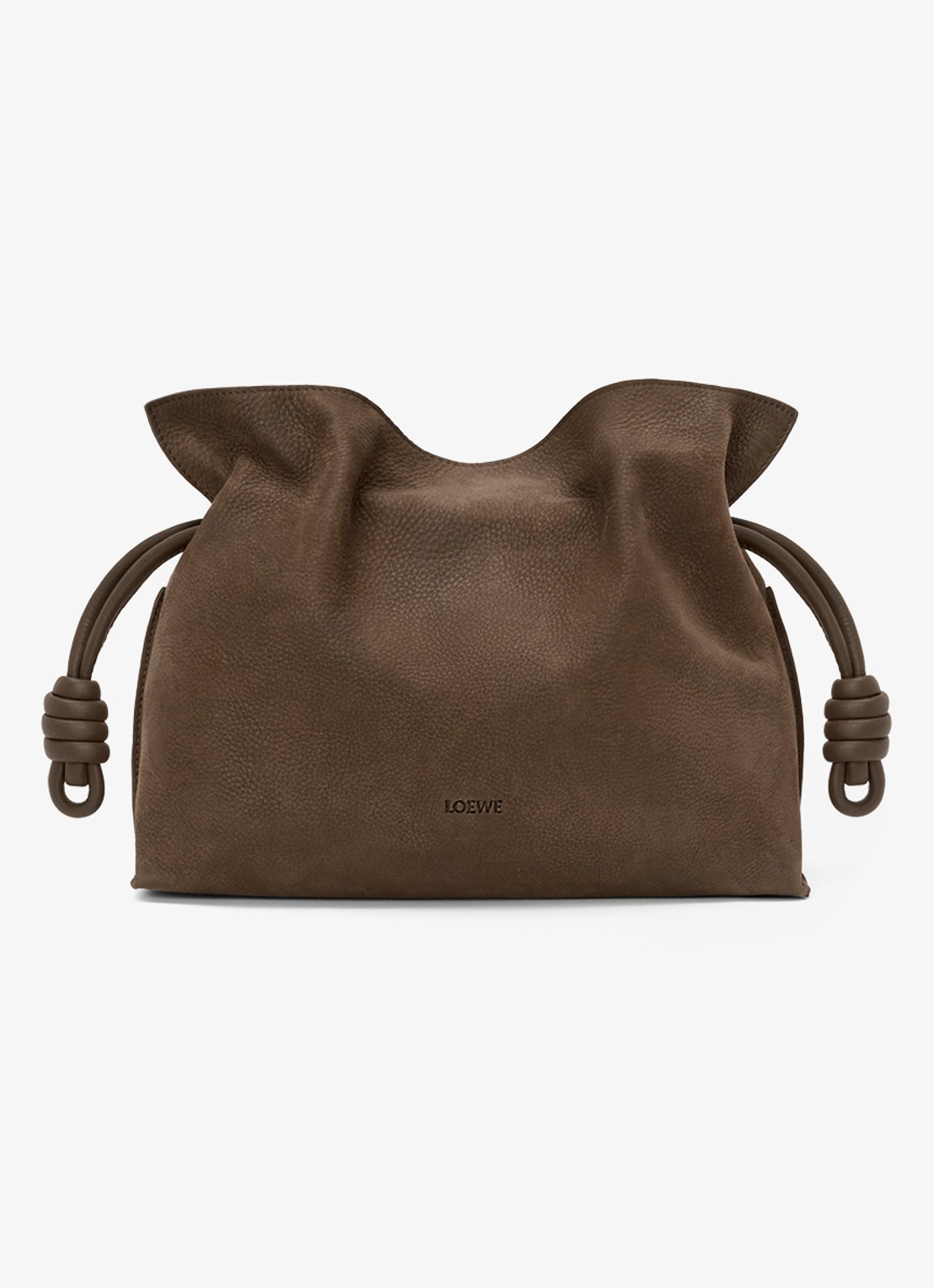 LOEWE Flamenco Medium clutch van kalfsleer - voorkant bruin