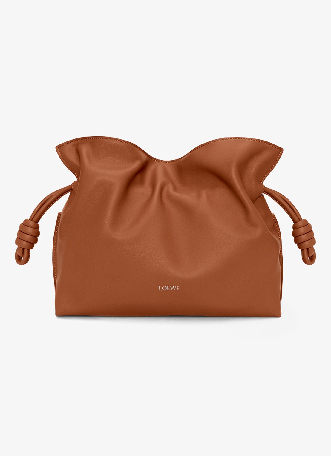 LOEWE Flamenco Medium clutch van kalfsleer - voorkant 6 bruin
