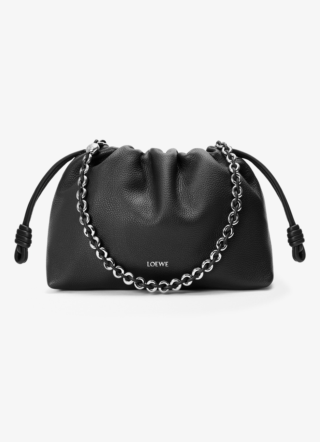 LOEWE Flamenco Medium schoudertas van kalfsleer - voorkant 2 zwart