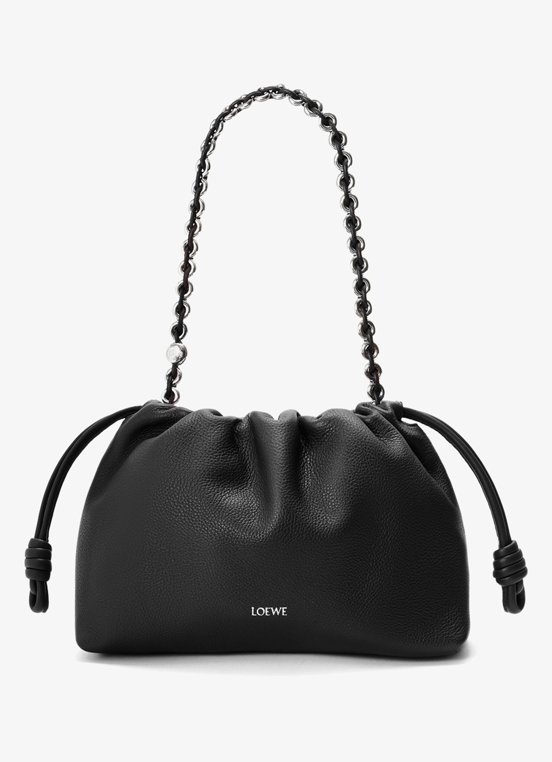 LOEWE Flamenco Medium schoudertas van kalfsleer - voorkant 3 zwart