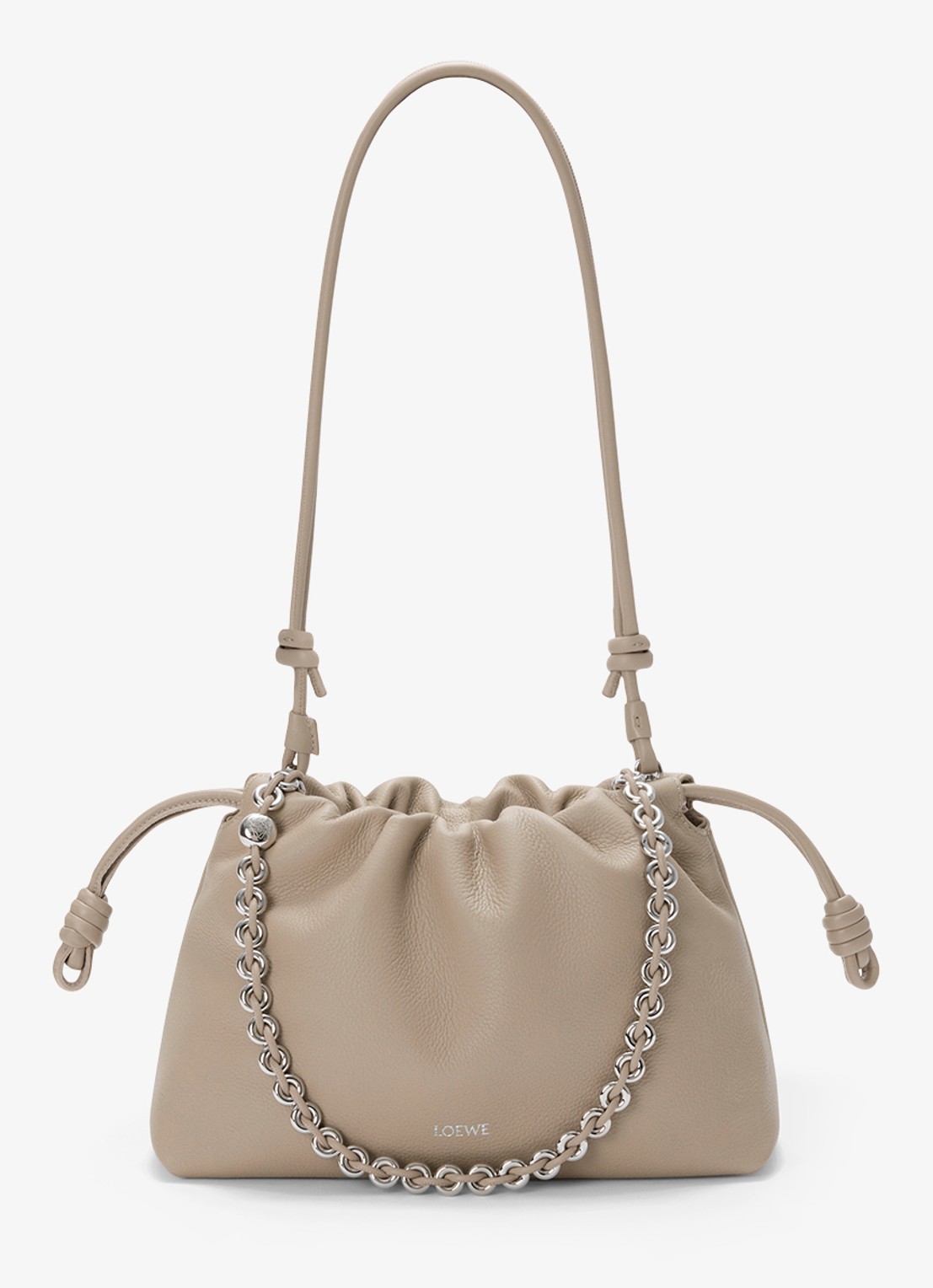 LOEWE Flamenco Medium schoudertas van kalfsleer - detail 2 zand