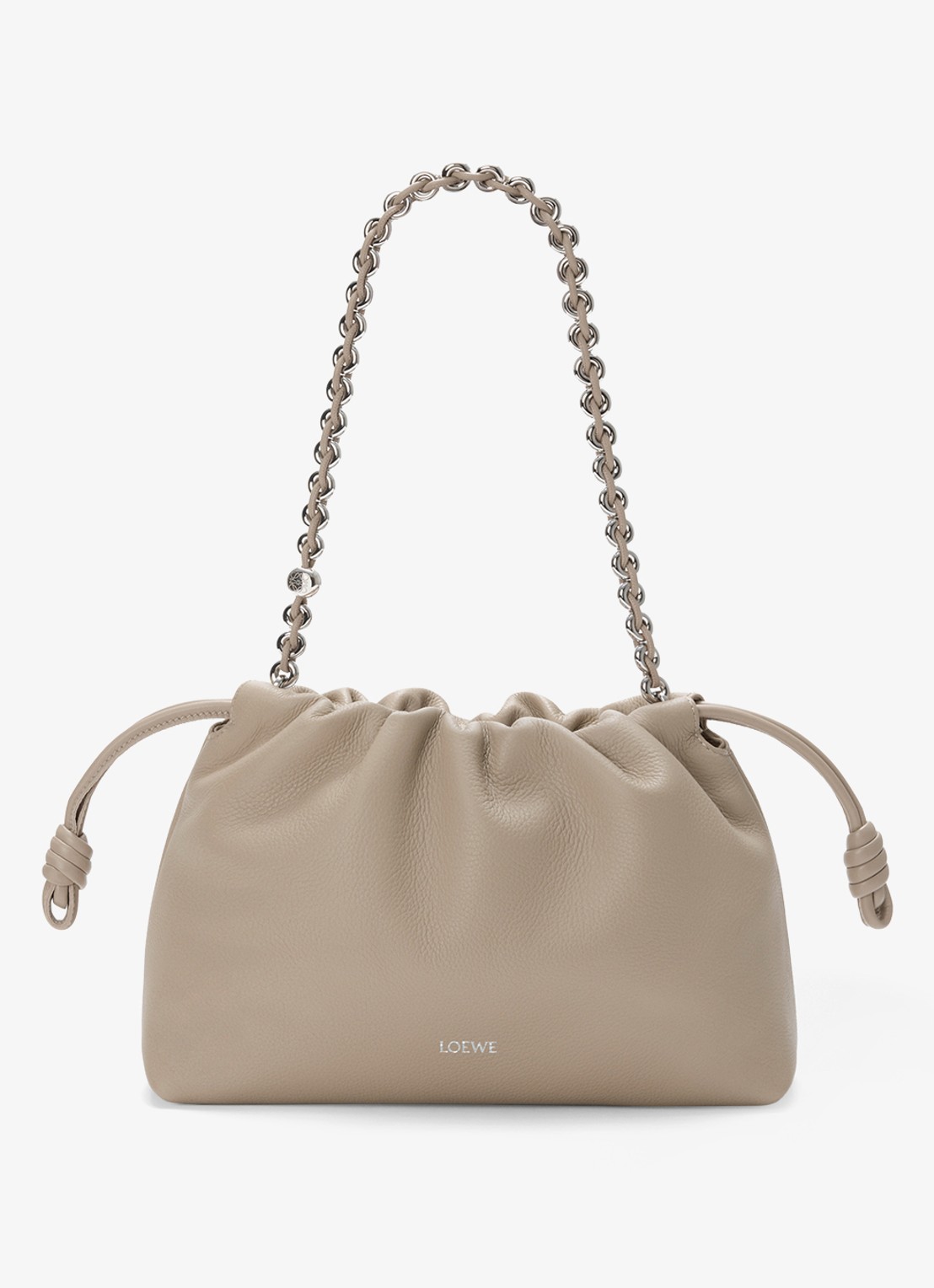 LOEWE Flamenco Medium schoudertas van kalfsleer - voorkant 7 zand