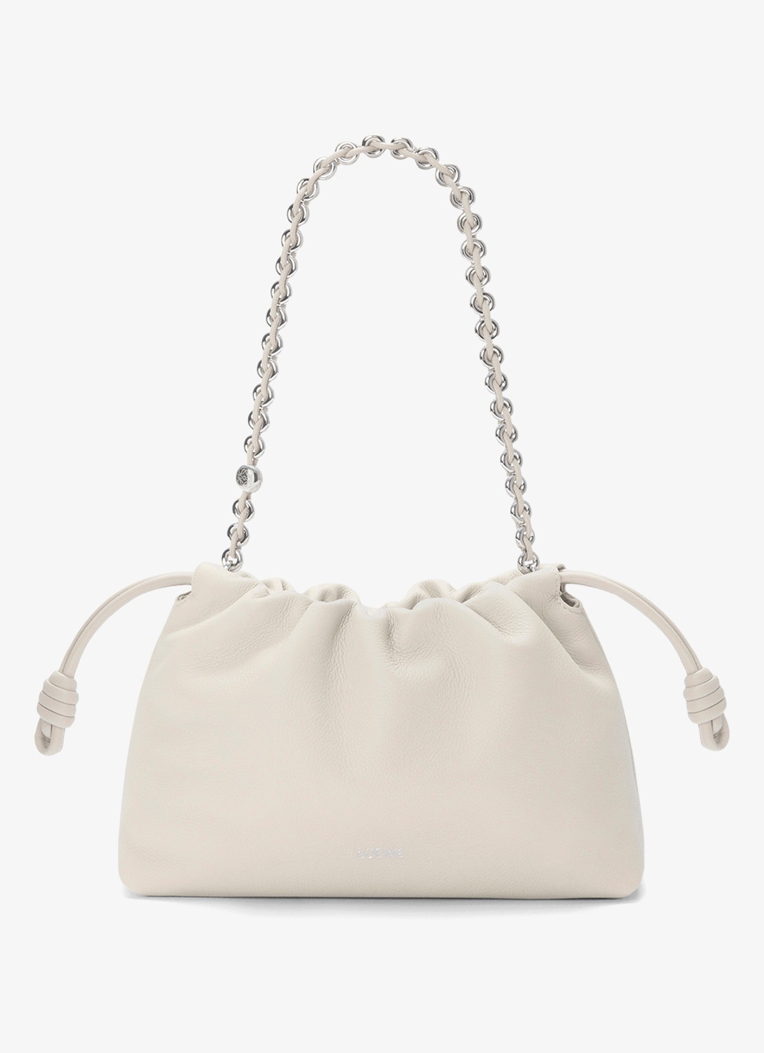 LOEWE Flamenco Medium schoudertas van kalfsleer - voorkant 2 wit