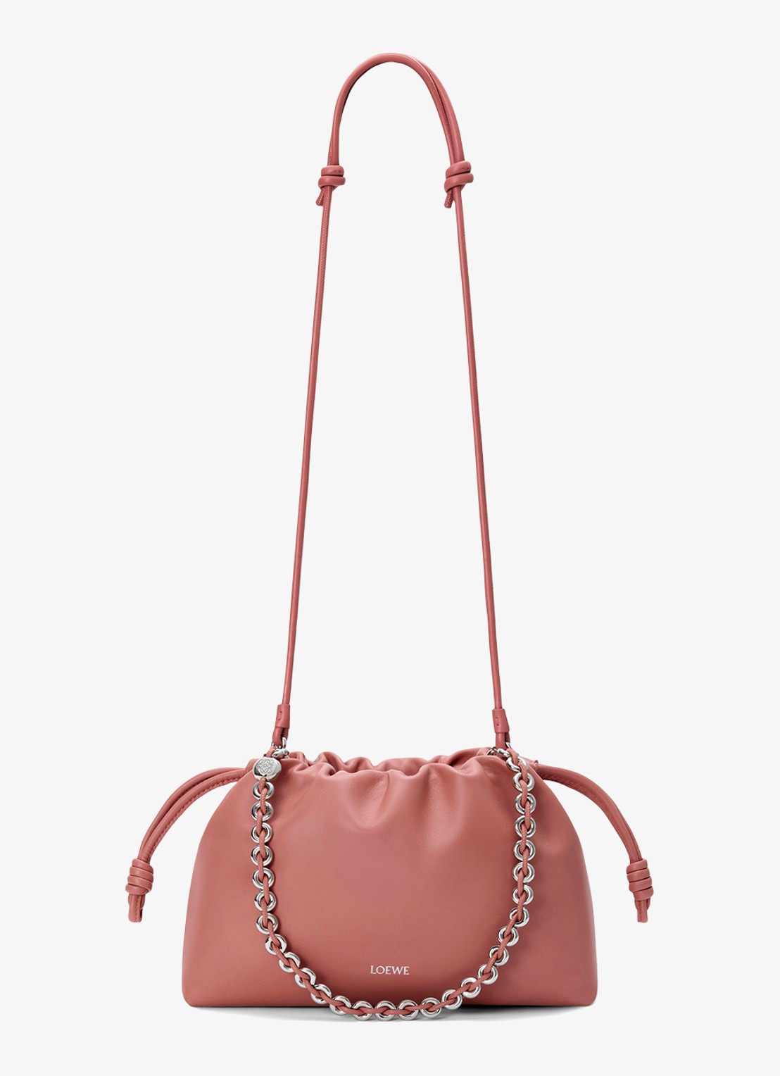 LOEWE Flamenco Medium schoudertas van leer - detail 5 zalmroze