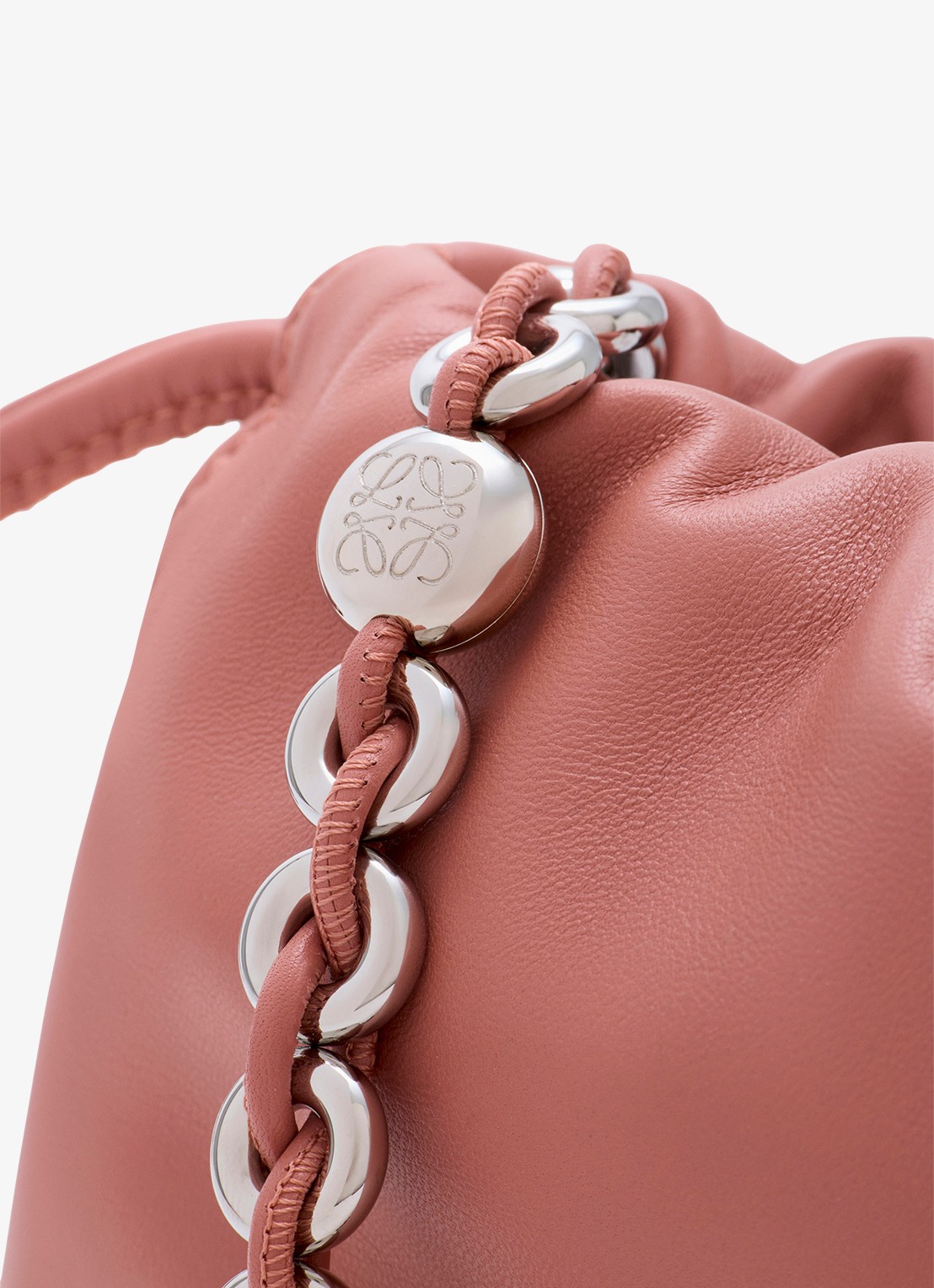 LOEWE Flamenco Medium schoudertas van leer - detail 7 zalmroze