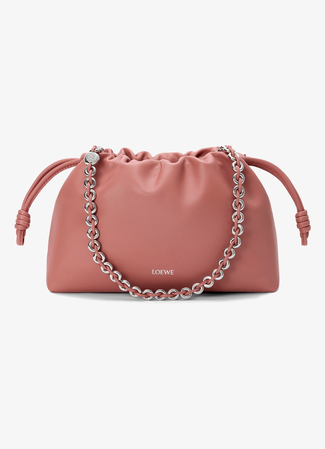LOEWE Flamenco Medium schoudertas van leer - voorkant 2 zalmroze