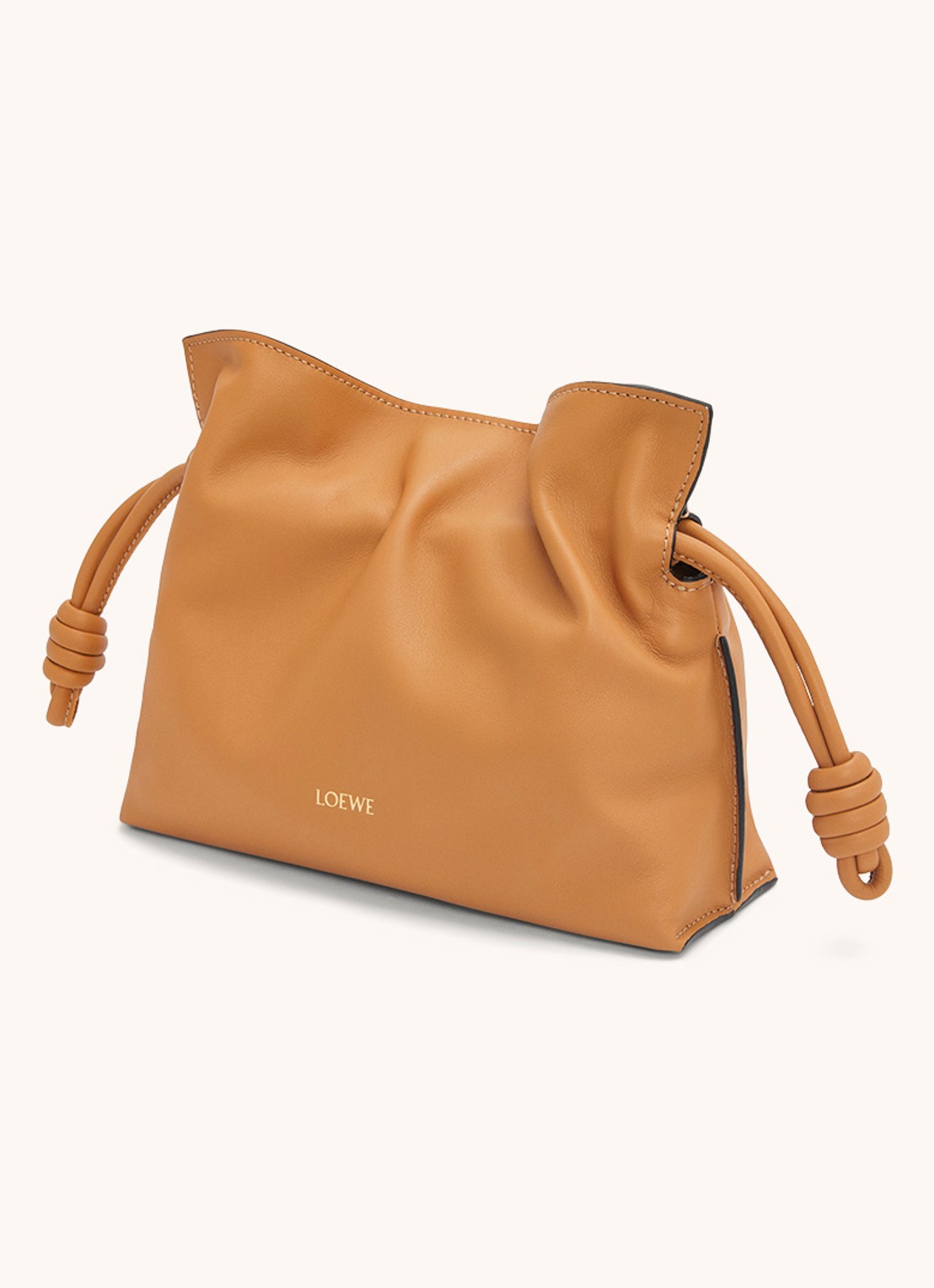 LOEWE Flamenco Mini clutch van kalfsleer - achterkant 8 camel