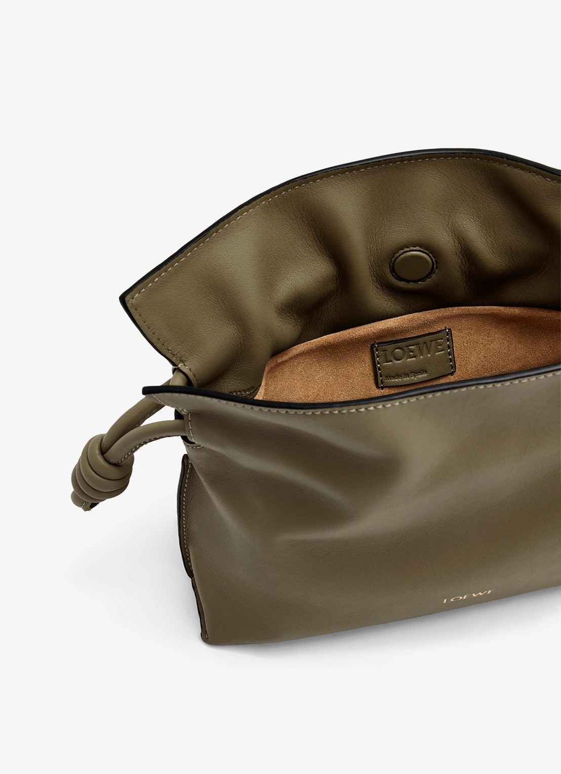 LOEWE Flamenco Mini clutch van kalfsleer - detail 5 donkerkhaki