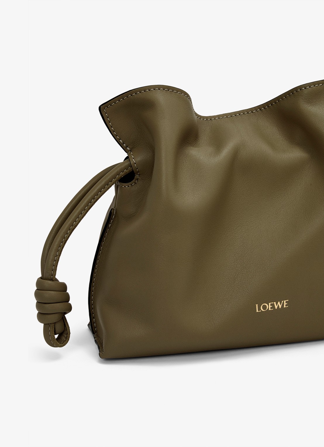 LOEWE Flamenco Mini clutch van kalfsleer - detail 6 donkerkhaki
