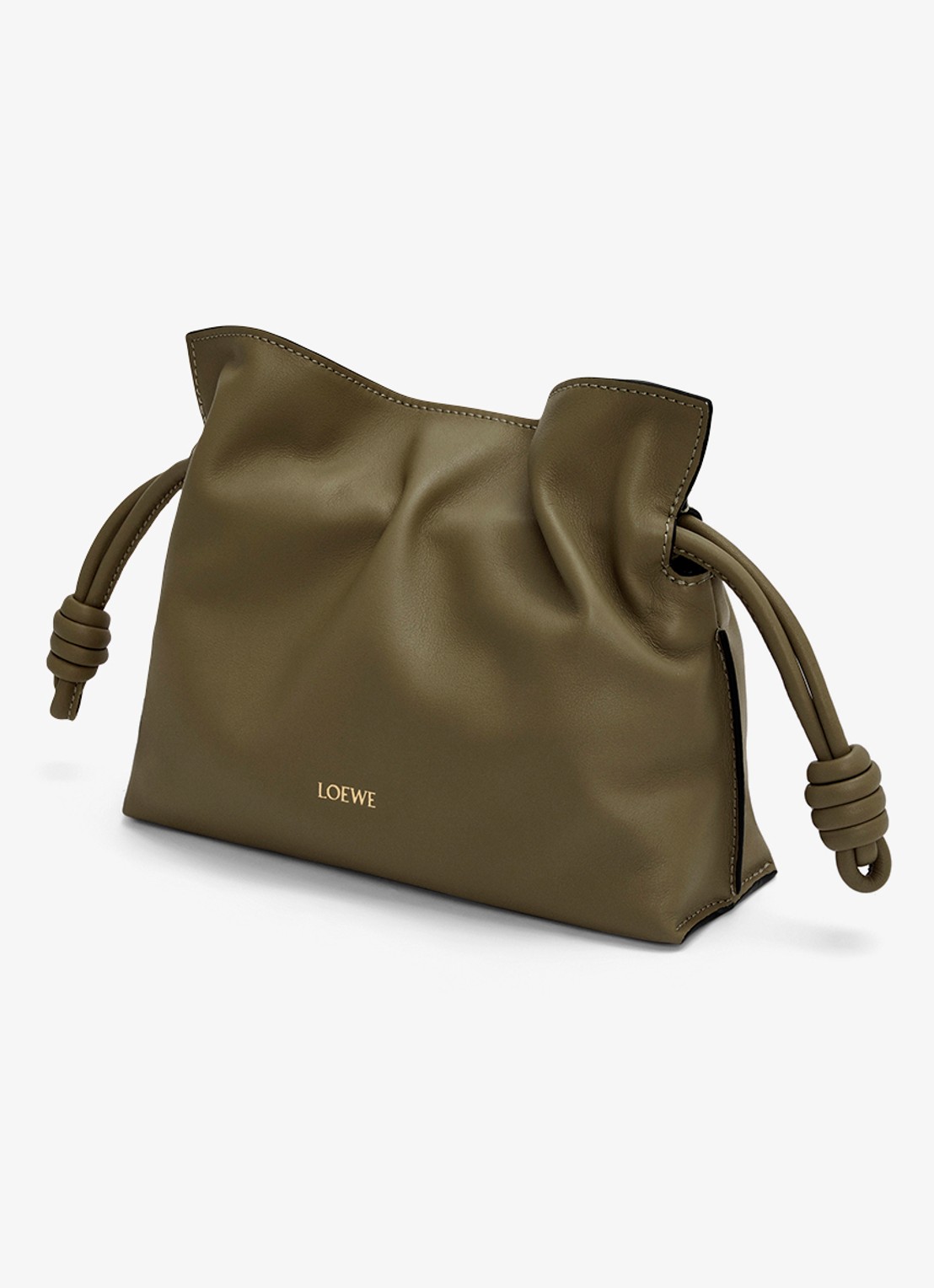 LOEWE Flamenco Mini clutch van kalfsleer - voorkant 2 donkerkhaki