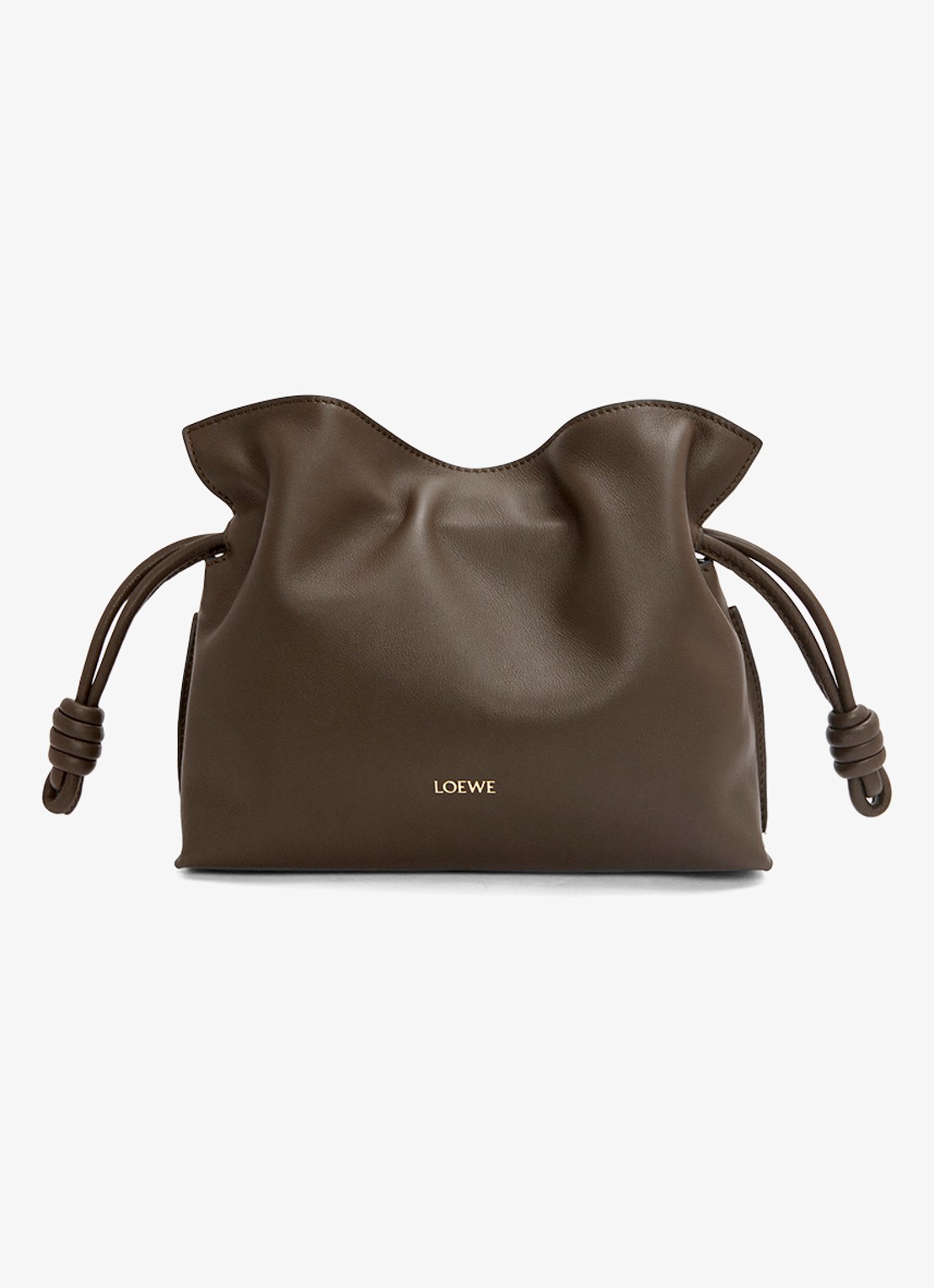 LOEWE Flamenco Mini clutch van kalfsleer - voorkant 6 donkerbruin