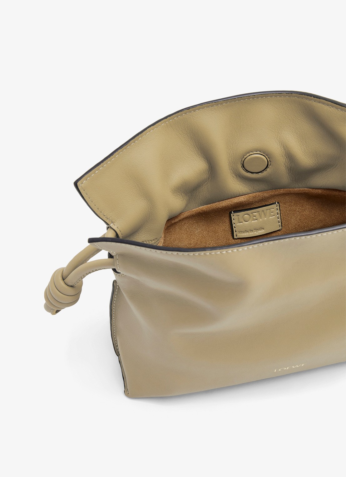 LOEWE Flamenco Mini clutch van kalfsleer - detail 3 lichtgrijs