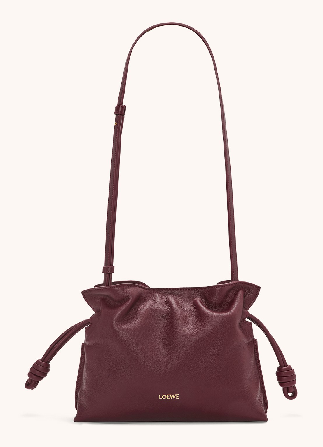 LOEWE Flamenco Mini clutch van kalfsleer - achterkant 8 bordeauxrood