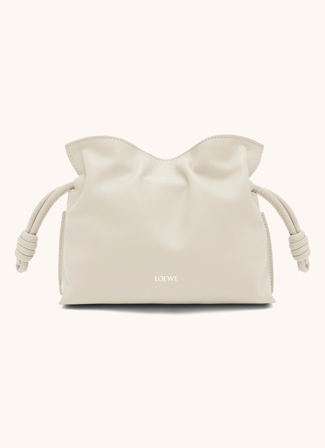 LOEWE Flamenco Mini clutch van kalfsleer - voorkant beige