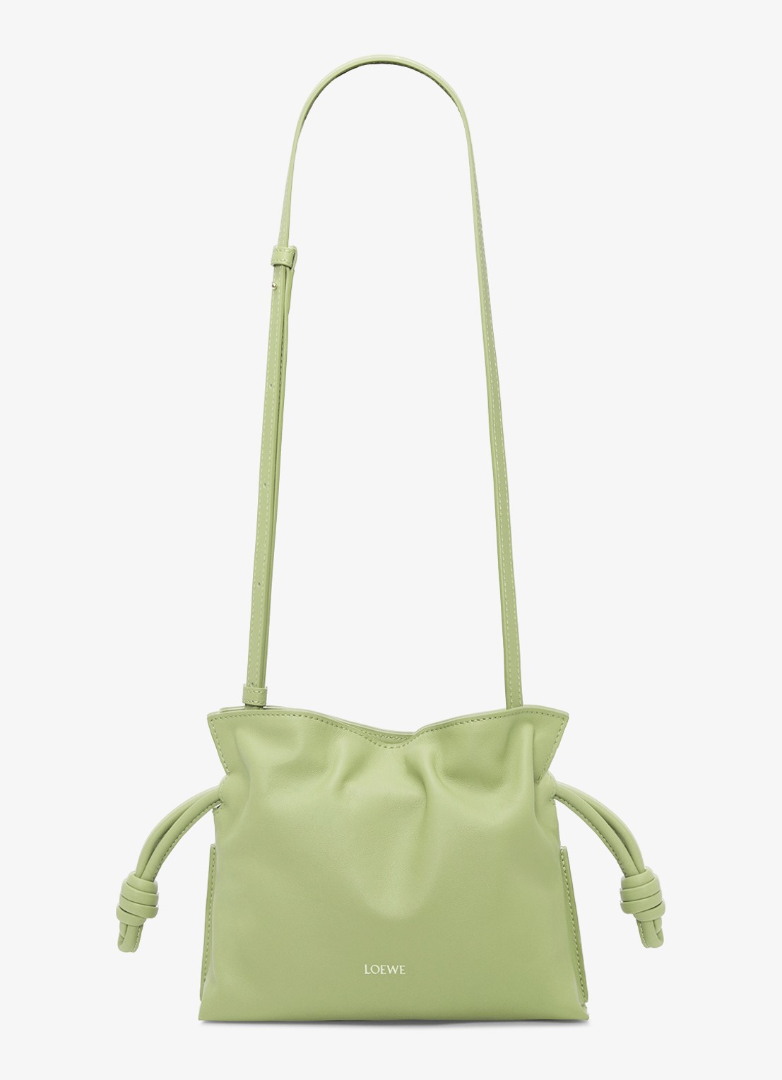 LOEWE Flamenco Mini clutch van kalfsleer - detail lichtgroen