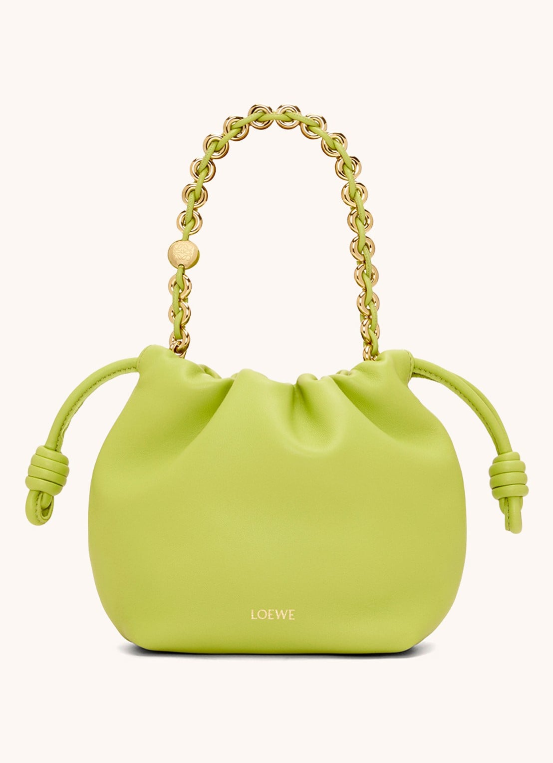LOEWE Flamenco Mini clutch van lamsleer - achterkant lime