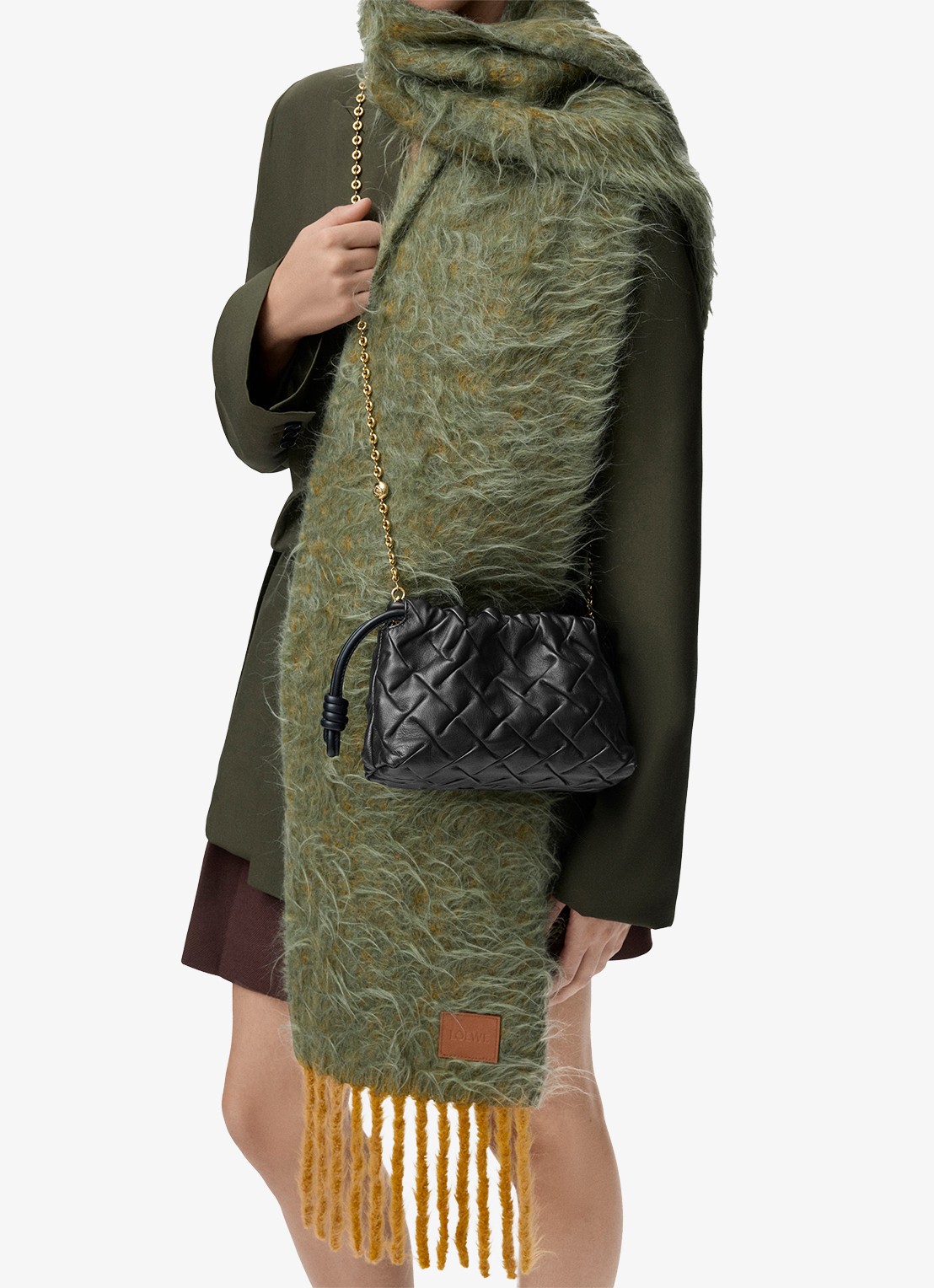 LOEWE Flamenco Mini clutch van leer - voorkant 8 zwart