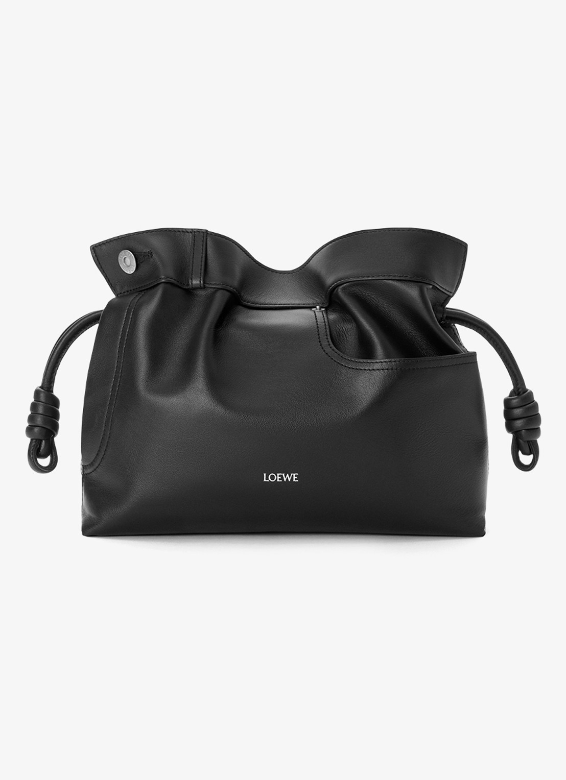 LOEWE Flamenco Panta M clutch van kalfsleer - voorkant zwart